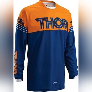 Thor Bold Orange and Blue Racing Jersey, Men's Small